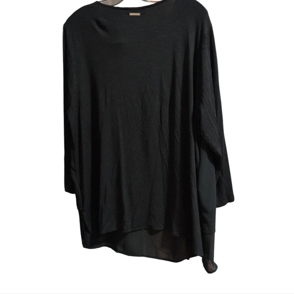 Michael Kors Women’s 3X Black Flowy Layered Top 3/4 Sleeve Tunic Plus Size - Picture 2 of 7